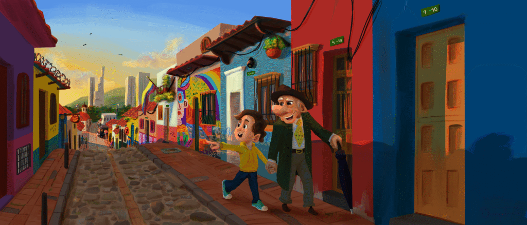 Illustration of Caminando. Shortfilm based in Bogota, drawn by Sergio Triana